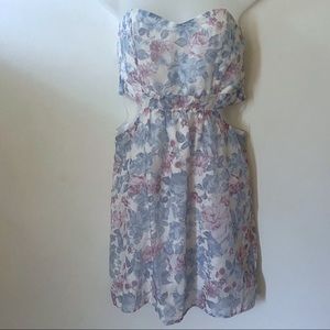 Honey Punch strapless floral cutout dress NWOT Sm.